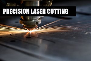 Cutting of metal. Sparks fly from laser Cutting of metal. Sparks fly from laser, close-up